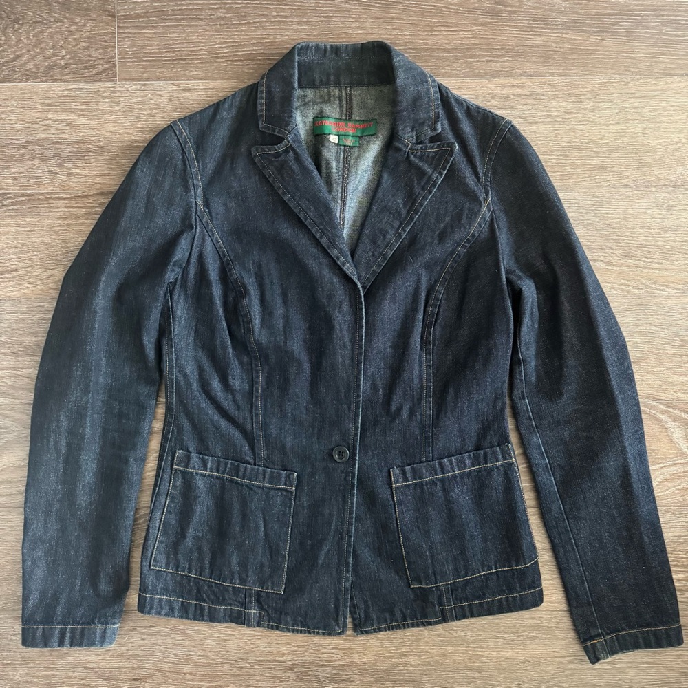 90s Katharine Hamnett London Denim Blazer, Small, Made in Italy